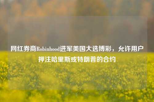 网红券商Robinhood进军美国大选博彩，允许用户押注哈里斯或特朗普的合约