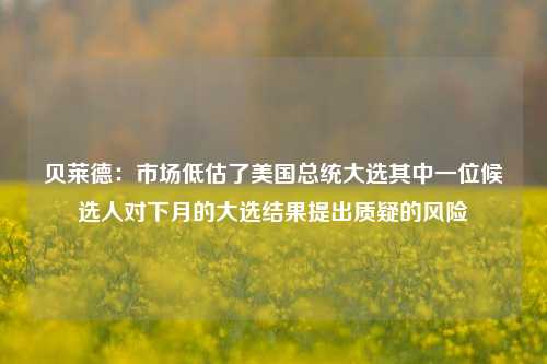 贝莱德：市场低估了美国总统大选其中一位候选人对下月的大选结果提出质疑的风险