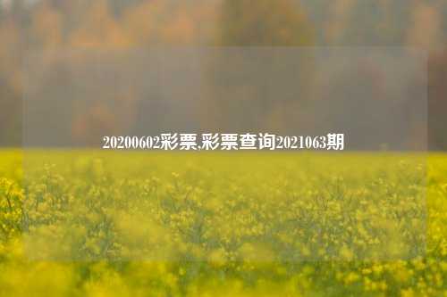 20200602彩票,彩票查询2021063期