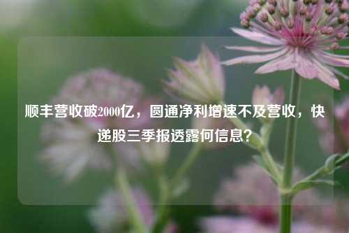 顺丰营收破2000亿，圆通净利增速不及营收，快递股三季报透露何信息？