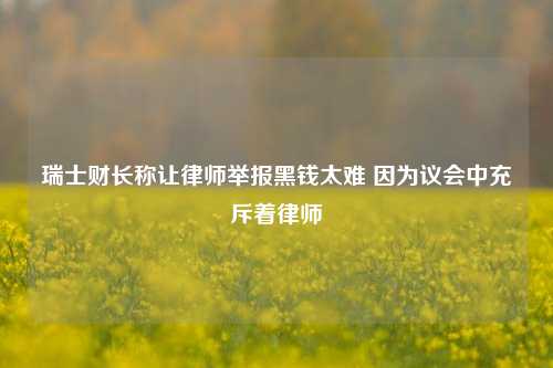 瑞士财长称让律师举报黑钱太难 因为议会中充斥着律师