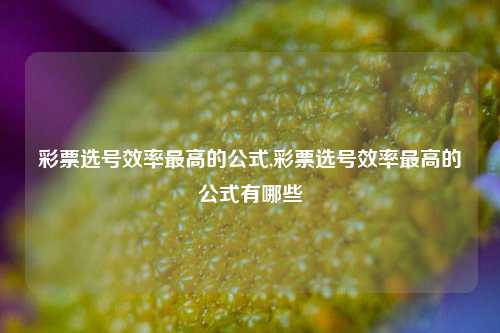 彩票选号效率最高的公式,彩票选号效率最高的公式有哪些