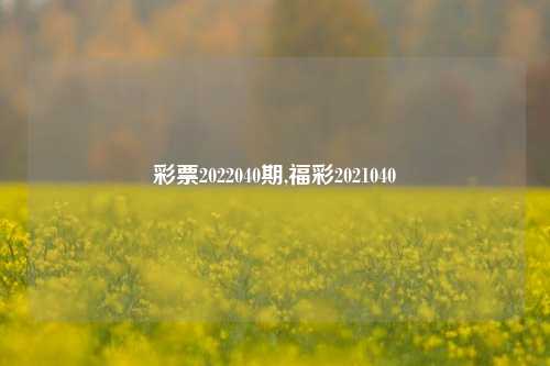 彩票2022040期,福彩2021040