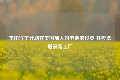 丰田汽车计划在美国加大对电池的投资 并考虑增设新工厂