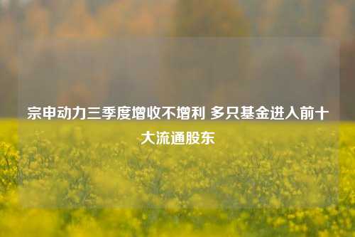 宗申动力三季度增收不增利 多只基金进入前十大流通股东