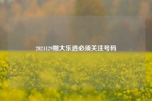 2024129期大乐透必须关注号码