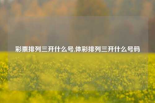 彩票排列三开什么号,体彩排列三开什么号码