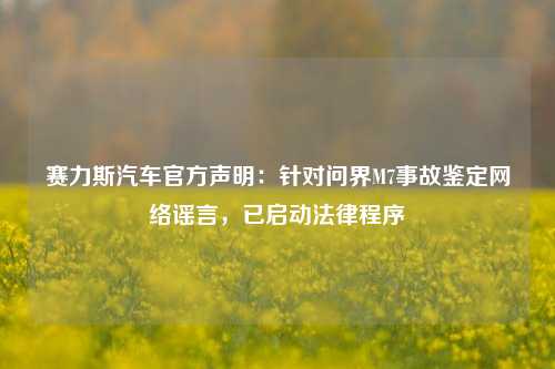 赛力斯汽车官方声明：针对问界M7事故鉴定网络谣言，已启动法律程序