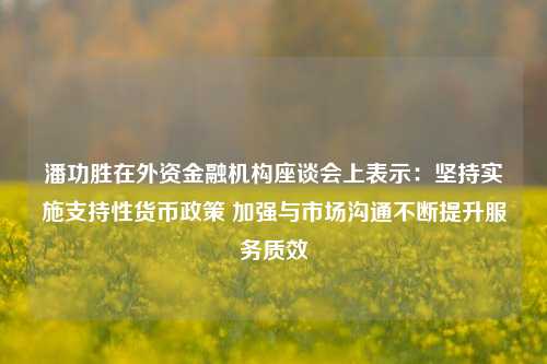 潘功胜在外资金融机构座谈会上表示：坚持实施支持性货币政策 加强与市场沟通不断提升服务质效