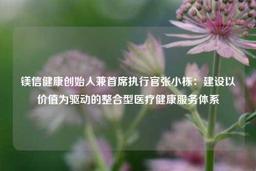 镁信健康创始人兼首席执行官张小栋：建设以价值为驱动的整合型医疗健康服务体系