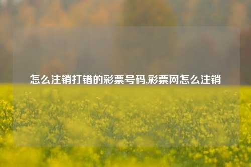 怎么注销打错的彩票号码,彩票网怎么注销