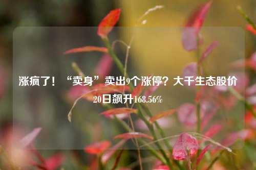 涨疯了！“卖身”卖出9个涨停？大千生态股价20日飙升168.56%