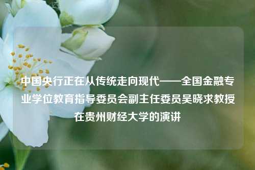 中国央行正在从传统走向现代——全国金融专业学位教育指导委员会副主任委员吴晓求教授在贵州财经大学的演讲