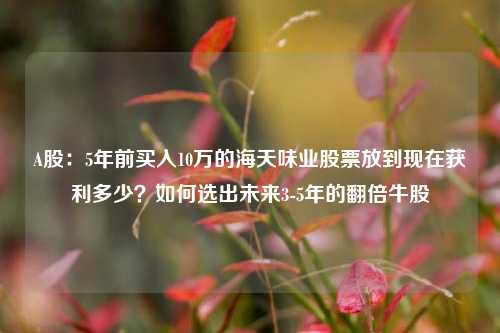 A股：5年前买入10万的海天味业股票放到现在获利多少？如何选出未来3-5年的翻倍牛股