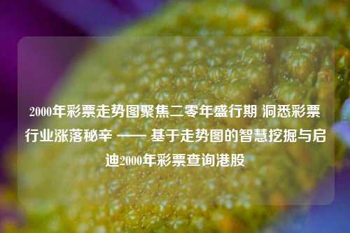 2000年彩票走势图聚焦二零年盛行期 洞悉彩票行业涨落秘辛 —— 基于走势图的智慧挖掘与启迪2000年彩票查询港股