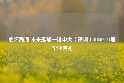 心怀瀚海 未来璀璨—港中大（深圳）MBM2024届毕业典礼