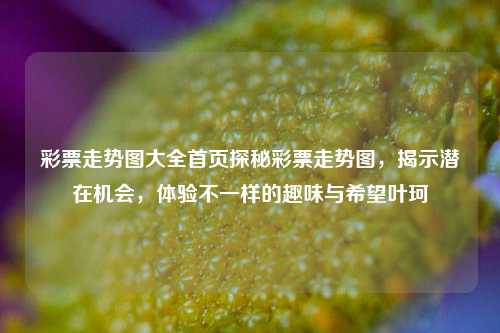 彩票走势图大全首页探秘彩票走势图，揭示潜在机会，体验不一样的趣味与希望叶珂