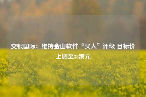 交银国际：维持金山软件“买入”评级 目标价上调至33港元