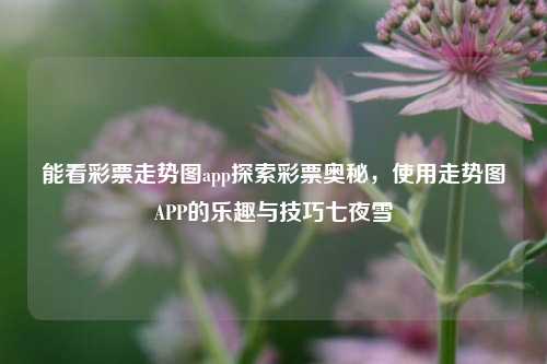 能看彩票走势图app探索彩票奥秘，使用走势图APP的乐趣与技巧七夜雪