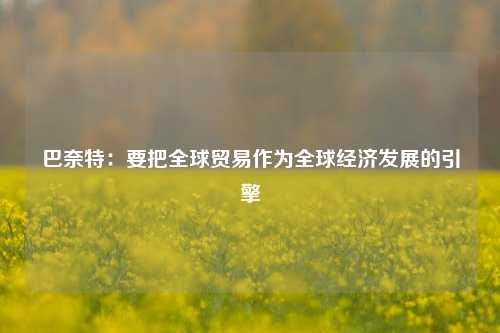 巴奈特：要把全球贸易作为全球经济发展的引擎