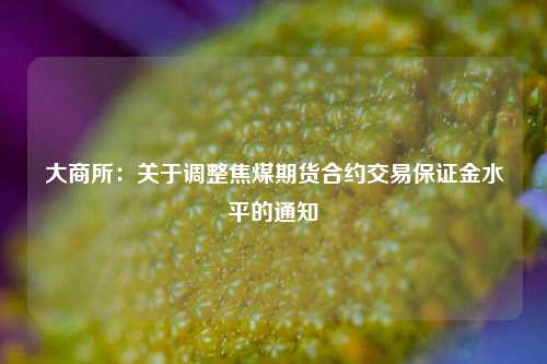 大商所：关于调整焦煤期货合约交易保证金水平的通知