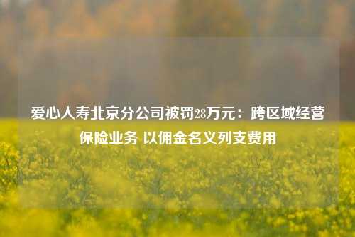 爱心人寿北京分公司被罚28万元：跨区域经营保险业务 以佣金名义列支费用