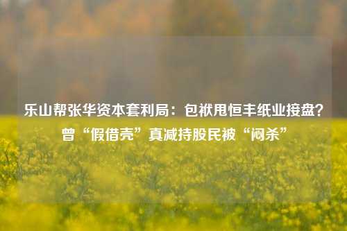 乐山帮张华资本套利局：包袱甩恒丰纸业接盘？曾“假借壳”真减持股民被“闷杀”