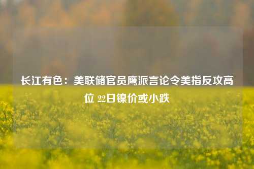 长江有色：美联储官员鹰派言论令美指反攻高位 22日镍价或小跌