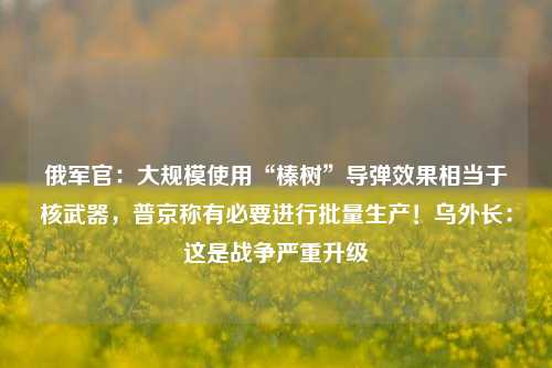 俄军官：大规模使用“榛树”导弹效果相当于核武器，普京称有必要进行批量生产！乌外长：这是战争严重升级