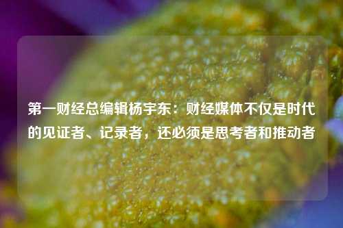 第一财经总编辑杨宇东：财经媒体不仅是时代的见证者、记录者，还必须是思考者和推动者