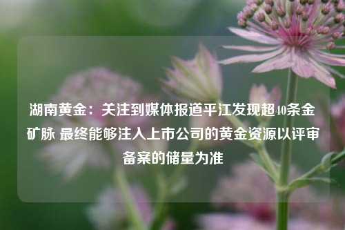 湖南黄金：关注到媒体报道平江发现超40条金矿脉 最终能够注入上市公司的黄金资源以评审备案的储量为准