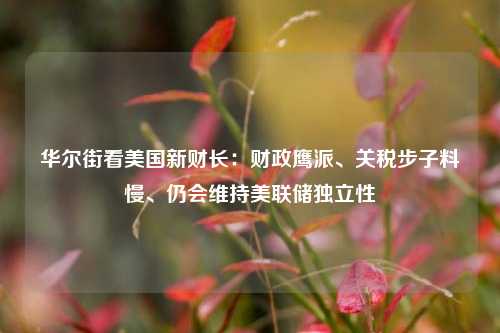 华尔街看美国新财长：财政鹰派、关税步子料慢、仍会维持美联储独立性