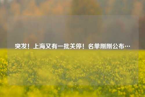 突发！上海又有一批关停！名单刚刚公布…