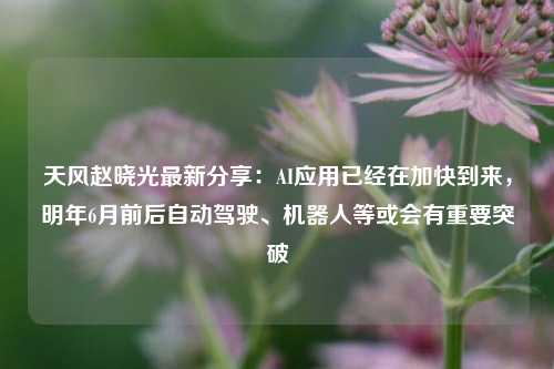 天风赵晓光最新分享：AI应用已经在加快到来，明年6月前后自动驾驶、机器人等或会有重要突破