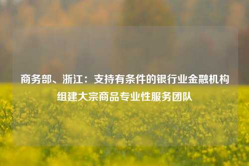 商务部、浙江：支持有条件的银行业金融机构组建大宗商品专业性服务团队