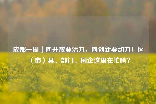 成都一周｜向开放要活力，向创新要动力！区（市）县、部门、国企这周在忙啥？