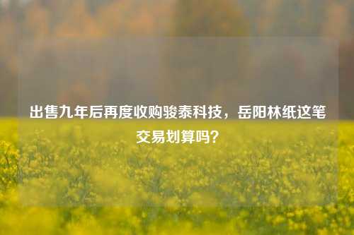 出售九年后再度收购骏泰科技，岳阳林纸这笔交易划算吗？