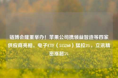 链博会隆重举办！苹果公司携领益智造等四家供应商亮相，电子ETF（515260）猛拉3%，立讯精密涨超5%