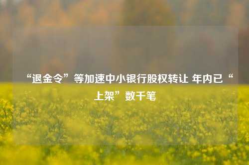 “退金令”等加速中小银行股权转让 年内已“上架”数千笔