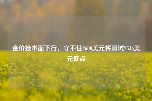 金价技术面下行，守不住2600美元将测试2536美元低点