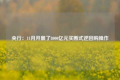 央行：11月开展了8000亿元买断式逆回购操作