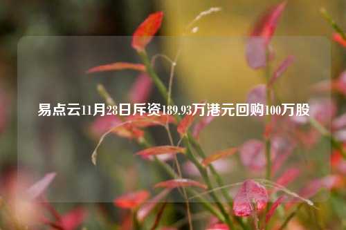 易点云11月28日斥资189.93万港元回购100万股