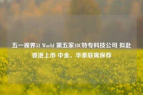 五一视界51 World 第五家18C特专科技公司 拟赴香港上市 中金、华泰联席保荐