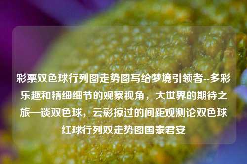 彩票双色球行列图走势图写给梦境引领者--多彩乐趣和精细细节的观察视角，大世界的期待之旅—谈双色球，云彩掠过的间距观测论双色球红球行列双走势图国泰君安