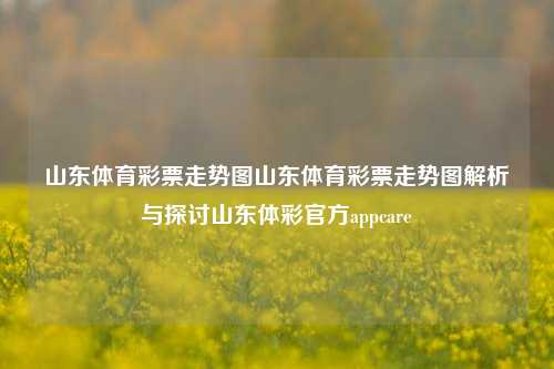 山东体育彩票走势图山东体育彩票走势图解析与探讨山东体彩官方appcare