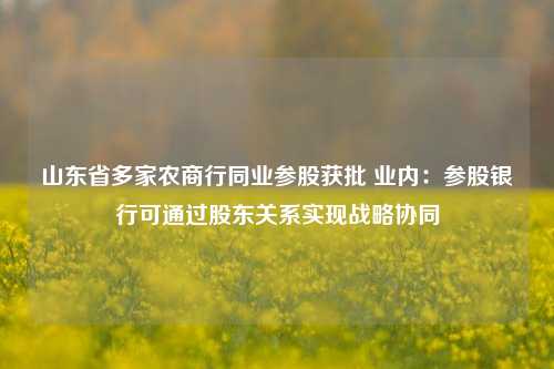 山东省多家农商行同业参股获批 业内：参股银行可通过股东关系实现战略协同