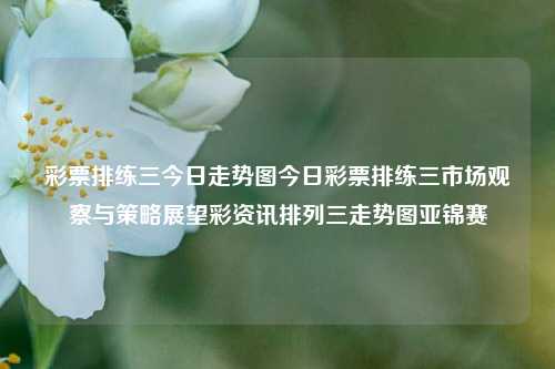 彩票排练三今日走势图今日彩票排练三市场观察与策略展望彩资讯排列三走势图亚锦赛