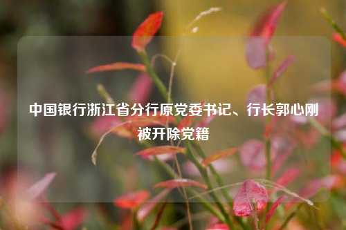 中国银行浙江省分行原党委书记、行长郭心刚被开除党籍