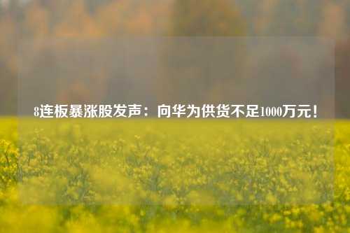 8连板暴涨股发声：向华为供货不足1000万元！