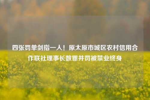 四张罚单剑指一人！原太原市城区农村信用合作联社理事长数罪并罚被禁业终身